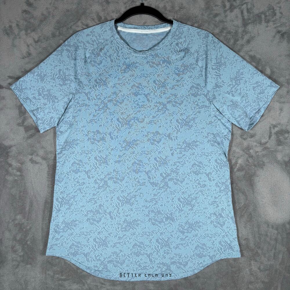Lululemon License To Train Floral Jacquard T Shirt Mens Medium Blue